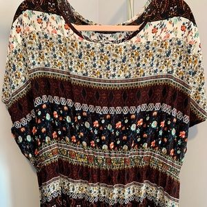 Boho pattern knee length dress